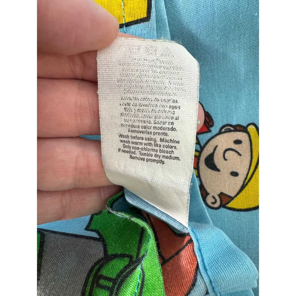 Vintage Bob the Builder Twin Size Sheet Set Blue Construction 2001 Cotton Poly